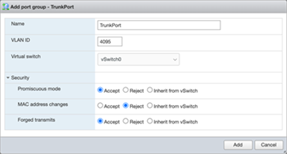 Add port group window