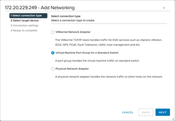Virtual Machine Port Group for a Standard Switch