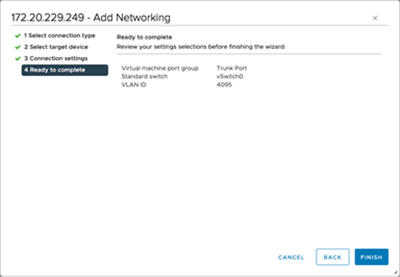 Review the settings and click Finish