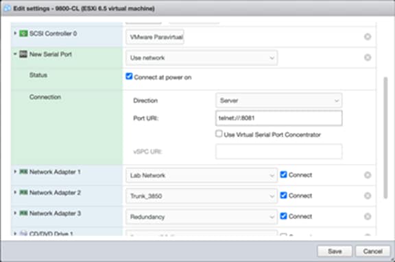 In the New Serial Port settings