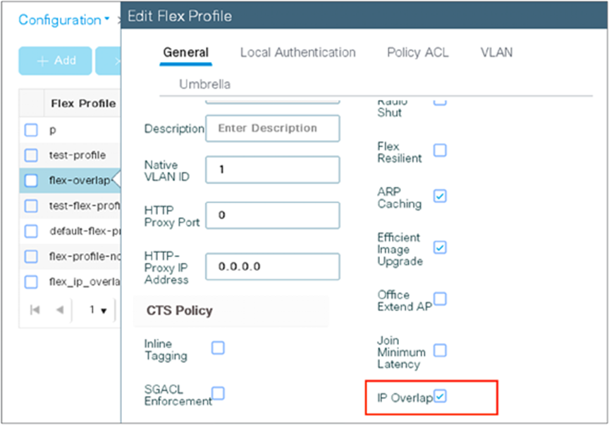 Procedure for enabling Flex IP Overlap