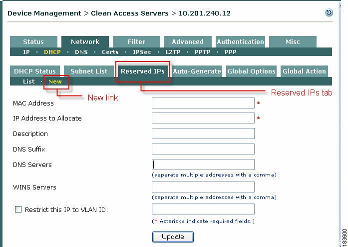 Cisco Clean Access Nac アプライアンス Server インストレーション アドミニストレーション ガイド Release 4 1 1 Dhcp の設定 Cisco Nac アプライアンス Clean Access Cisco