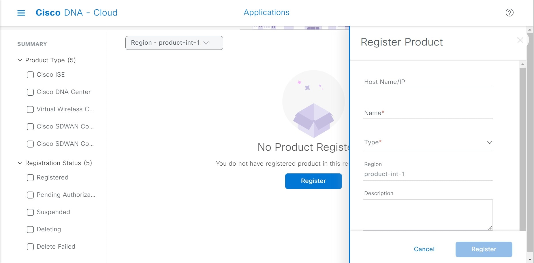 Registering a product to Cisco DNA - Cloud