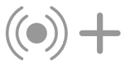 multicell icon: dot with radiating rings and a plus sign