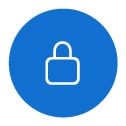 ロックがかかった鍵の青い緊急アプリアイコン。