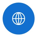地球の画像が表示された青い Web API アプリ
