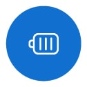 バッテリが表示された青いバッテリ寿命アプリアイコン。