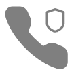 A phone receiver off hook with small outline of a shield above it.