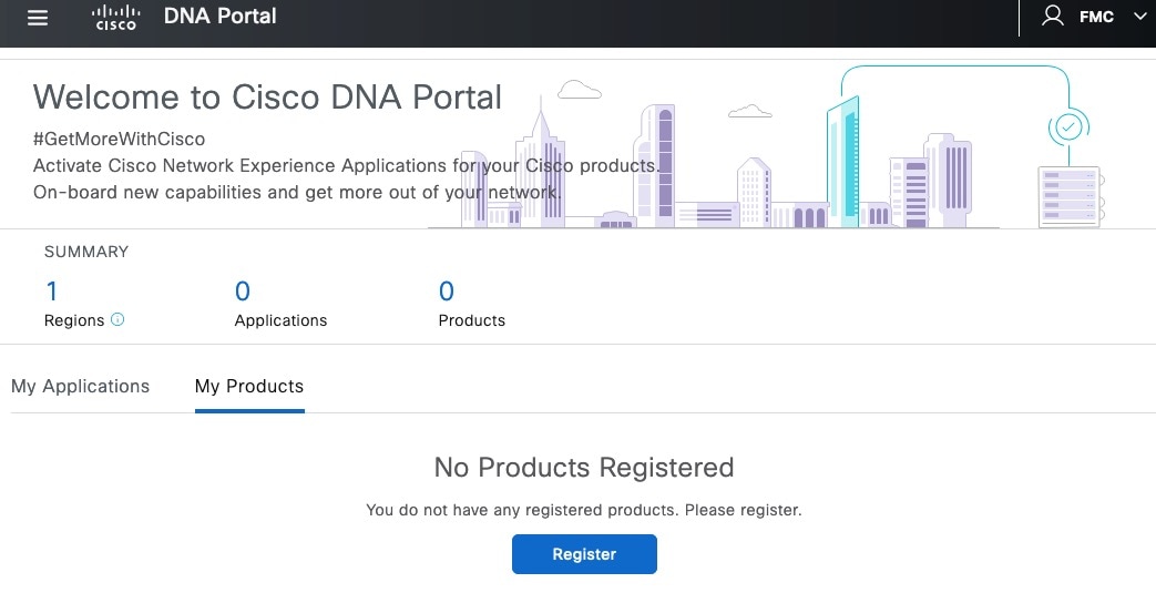 In the Cisco DNA Portal, click the My Products tab.