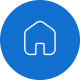 家の画像が表示された青いスマートランチャアプリ。