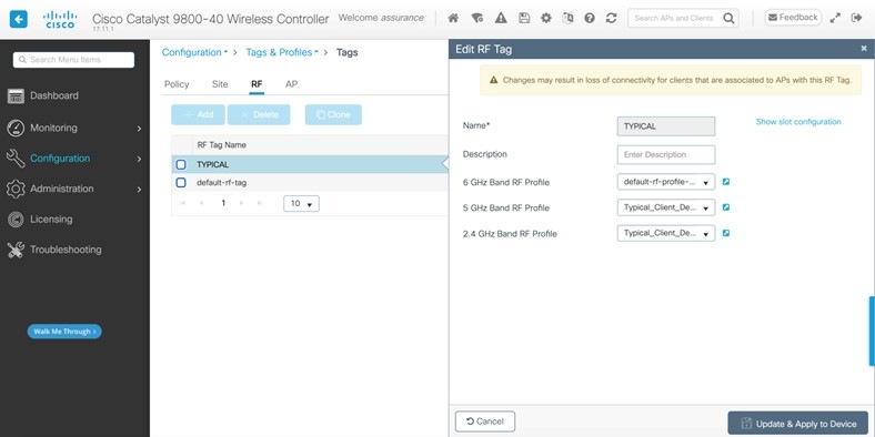 TYPICAL RF Tag created by Cisco DNA Center