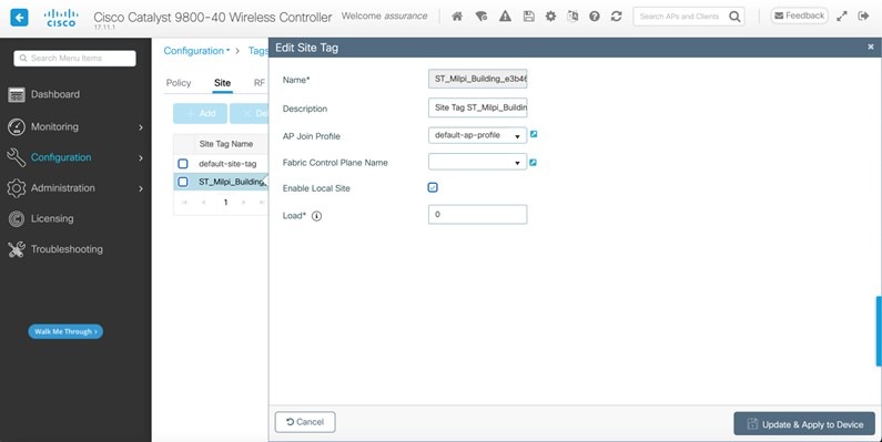 Site Tag Created by Cisco DNA Center