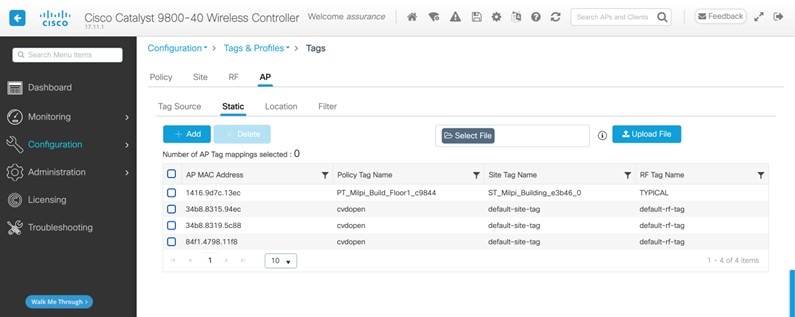 Static assignment of tags to APs by Cisco DNA