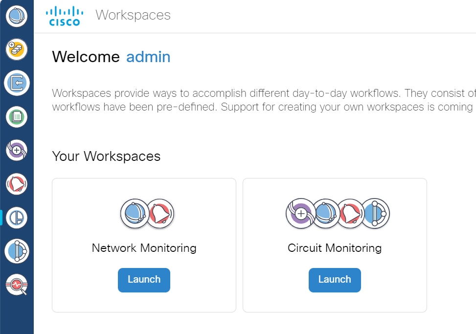 Screenshot of Workspaces