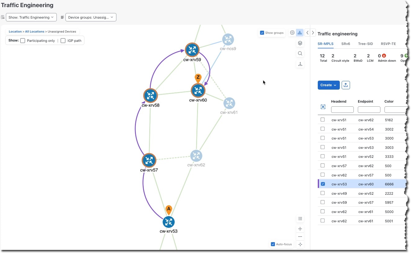 SR-TE policy on the Topology Map