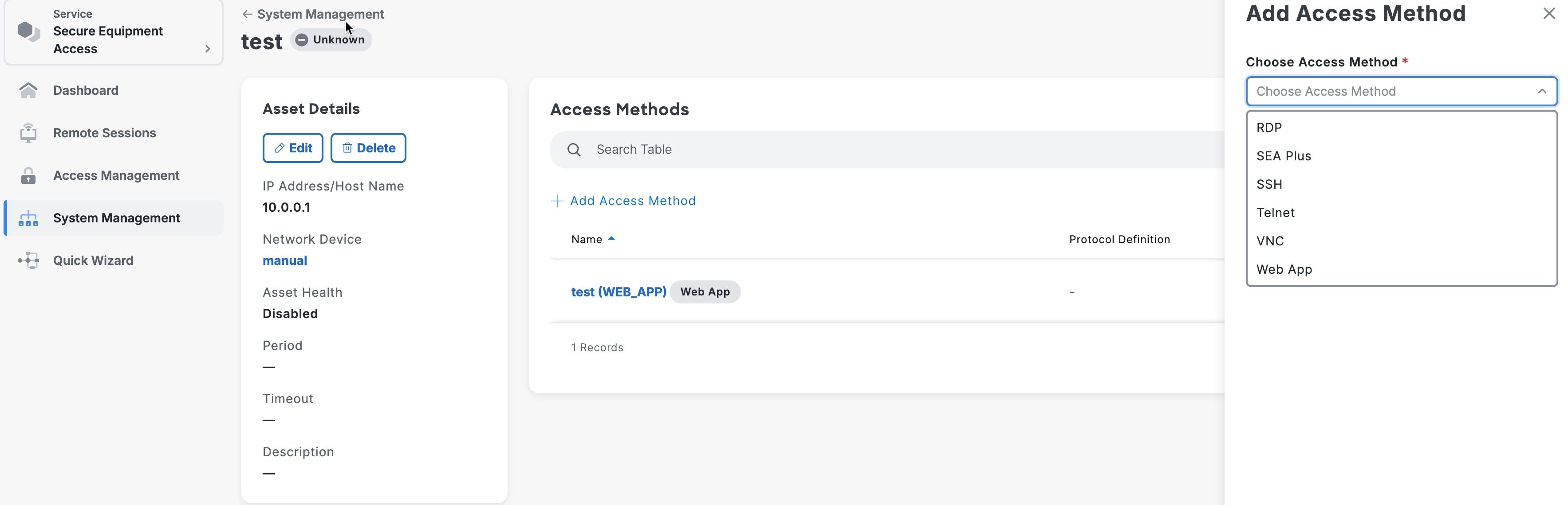 Select an access method