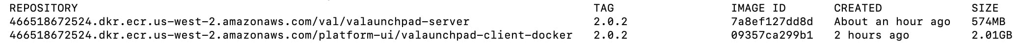 The output of $ docker images displays a list of the Docker images in the repository, along with the TAG column listing the number starting with 2.0.