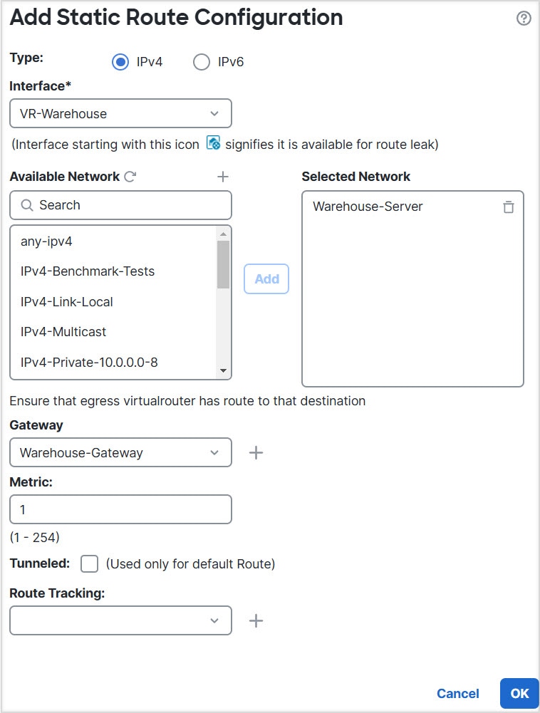 Add static with gateway