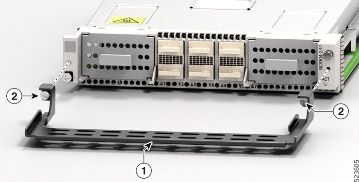This image shows attaching the fiber management brackets to the 2.4T Card