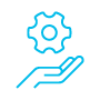 Icon of hand holding gear, representing service provider