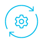 Icono de engranaje girando que representa la implementación