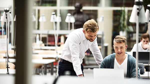 Men working in an office