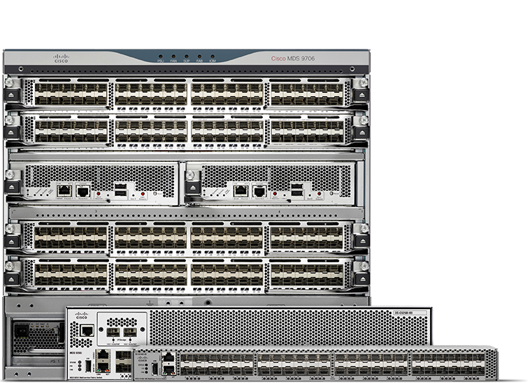 stack of Cisco MDS 9000 Series Multilayer Directors and Cisco MDS 9000 Series Multilayer Switches