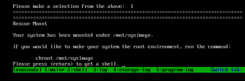 System mounted under /mnt/sysimage