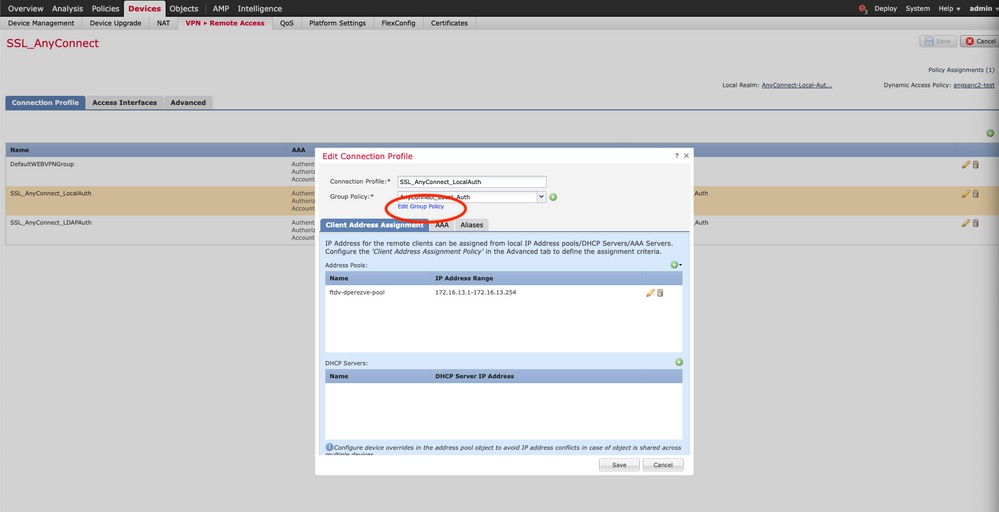 Configurazione Di AnyConnect Dynamic Split Tunnel Su FTD Gestito Da FMC ...