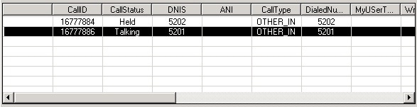 CallAppearance control displaying two calls