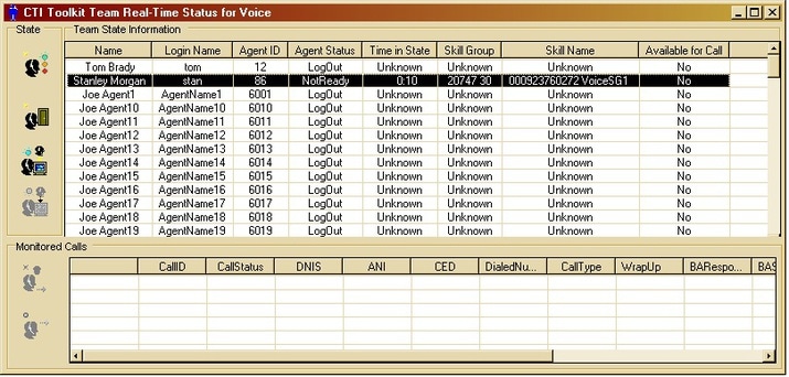 Supervisor Softphone Agent-RealTime status window