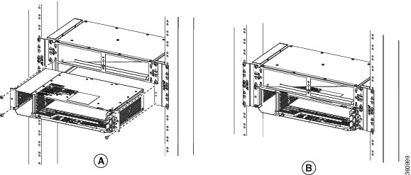 Installing the NCS 2002 chassis below the horizontal air plenum