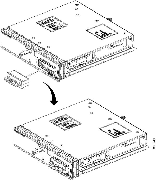 This image shows you how to cover ports with CFP2 dust plugs.