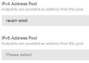 Remote access VPN client addressing options.