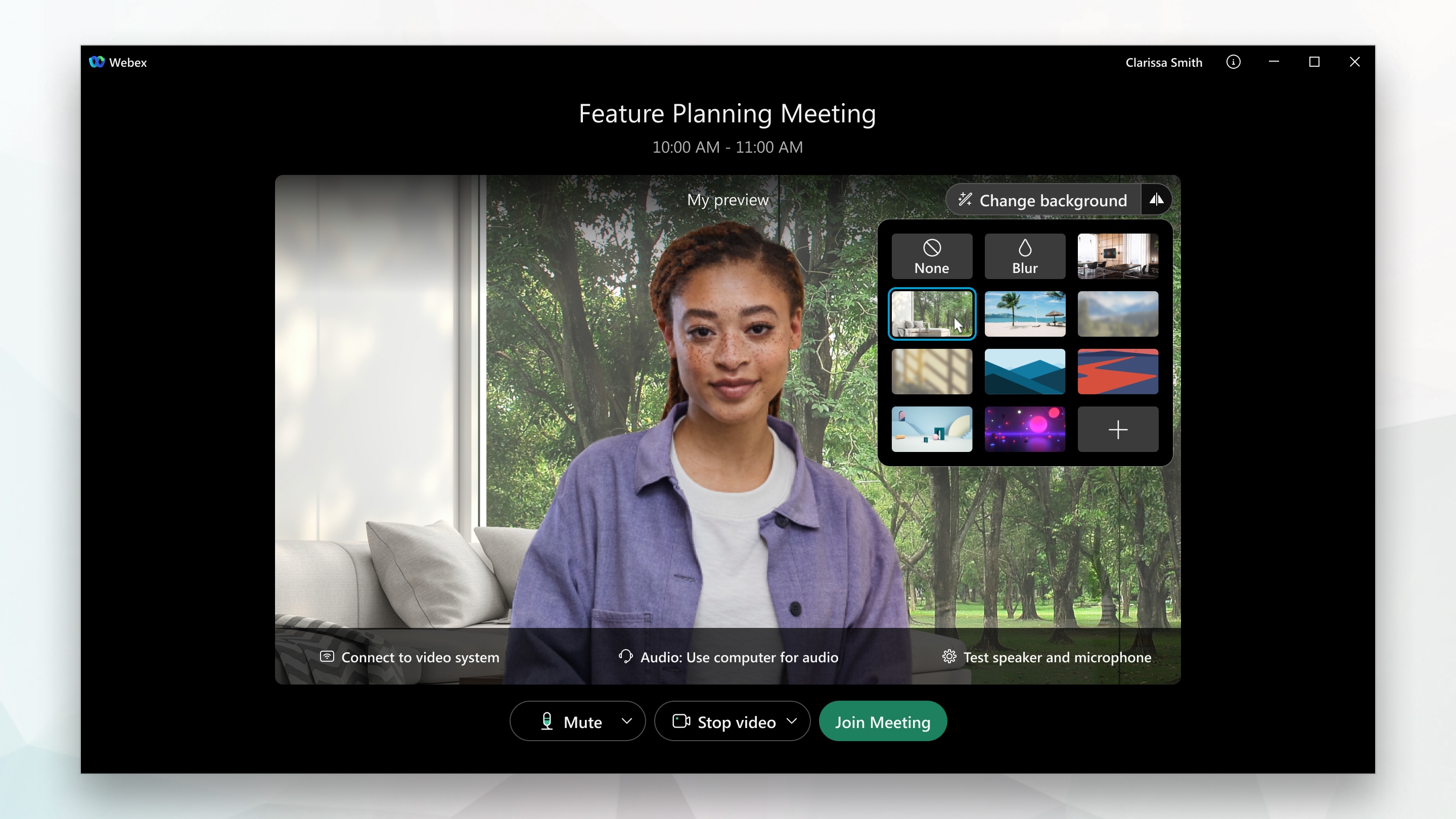 how to blur background on webex