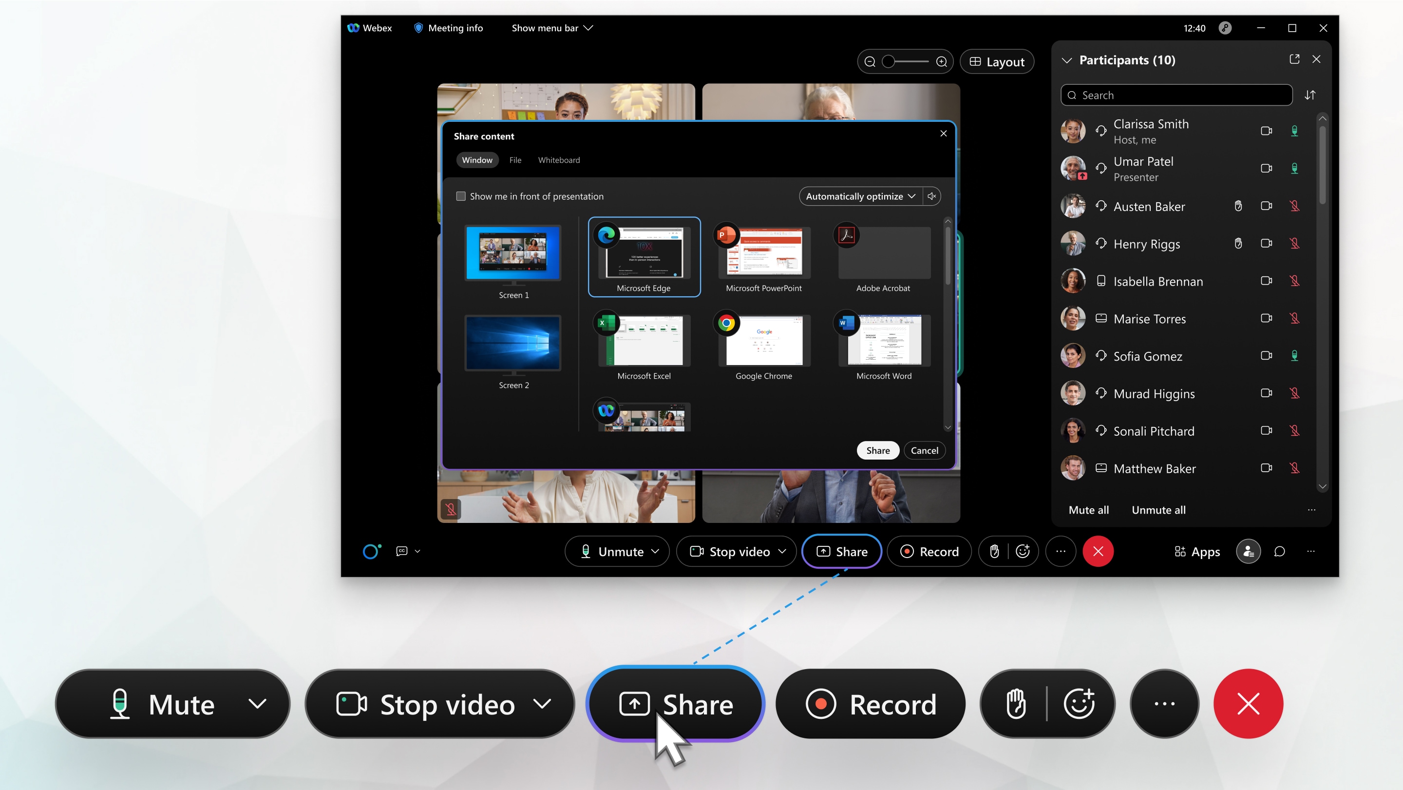 how to share screen in webex on mac