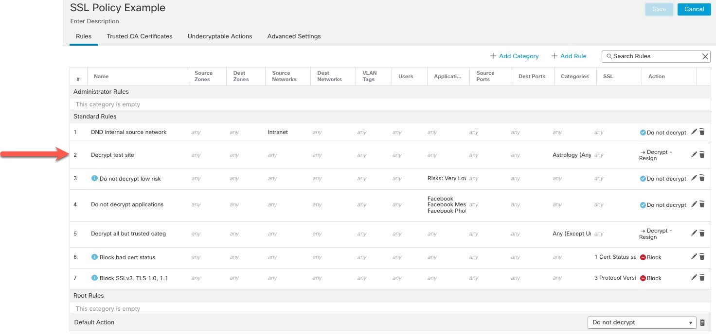 此示例规则会解密并监控流量，以便您可以决定是否允许其在网络上使用。