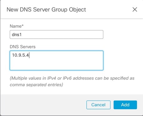 新しい DNS サーバー グループ オブジェクト