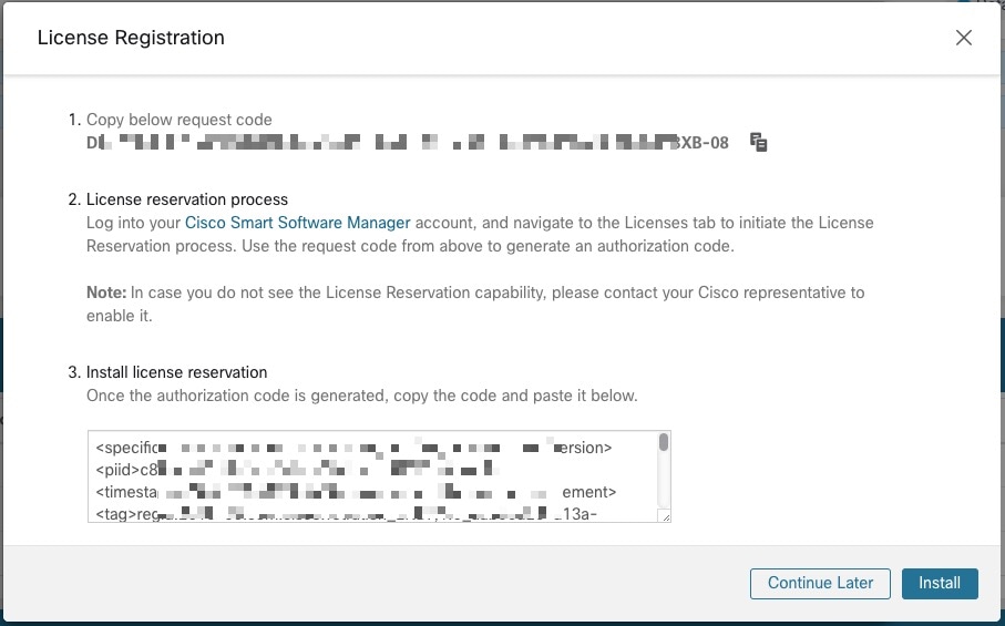 Cisco Secure Workload 许可证预留页面