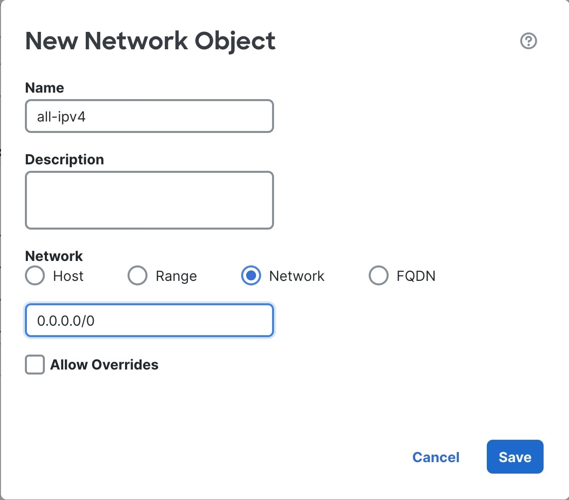 New Network Object